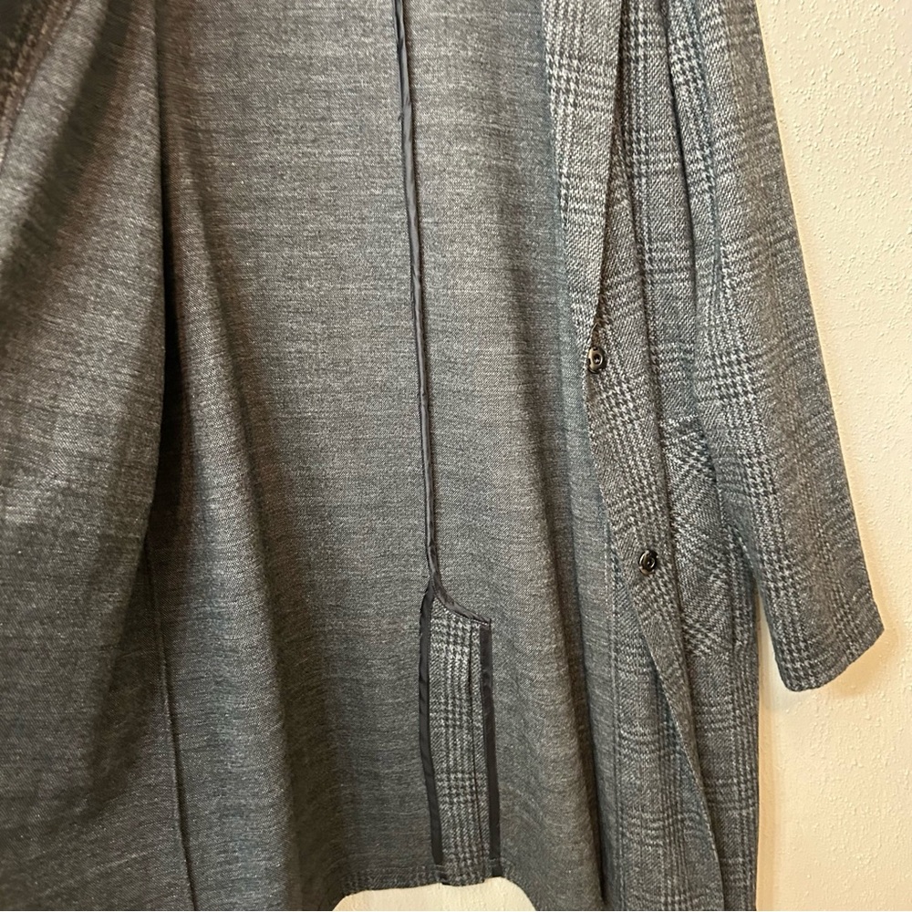 Anthropologie Harlyn Gray Plaid Longline Jacket Coat Large NWT - Picture 6 of 9